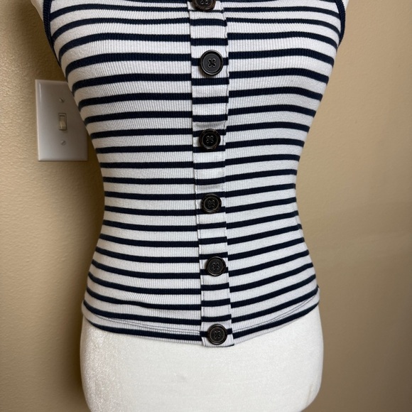Abercrombie & Fitch Navy Stripped Top- Small - Picture 3 of 7